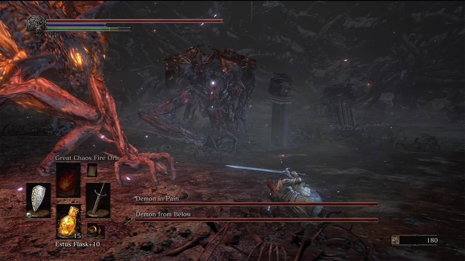 A screenshot of the Dreg Heap demons from my Dark Souls 3 game.