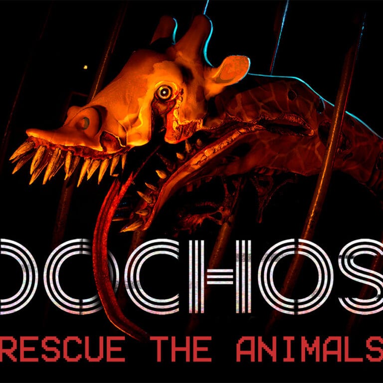 The official artwork for Zoochosis, depicting a mutated giraffe from the game.