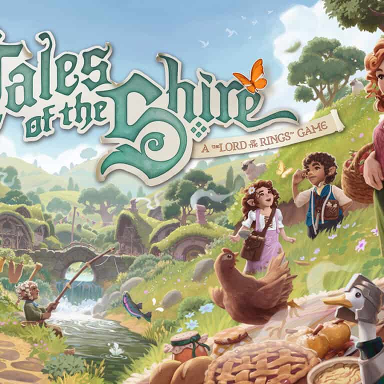 The key art for Tales Of The Shire showing a farm and several Hobbits