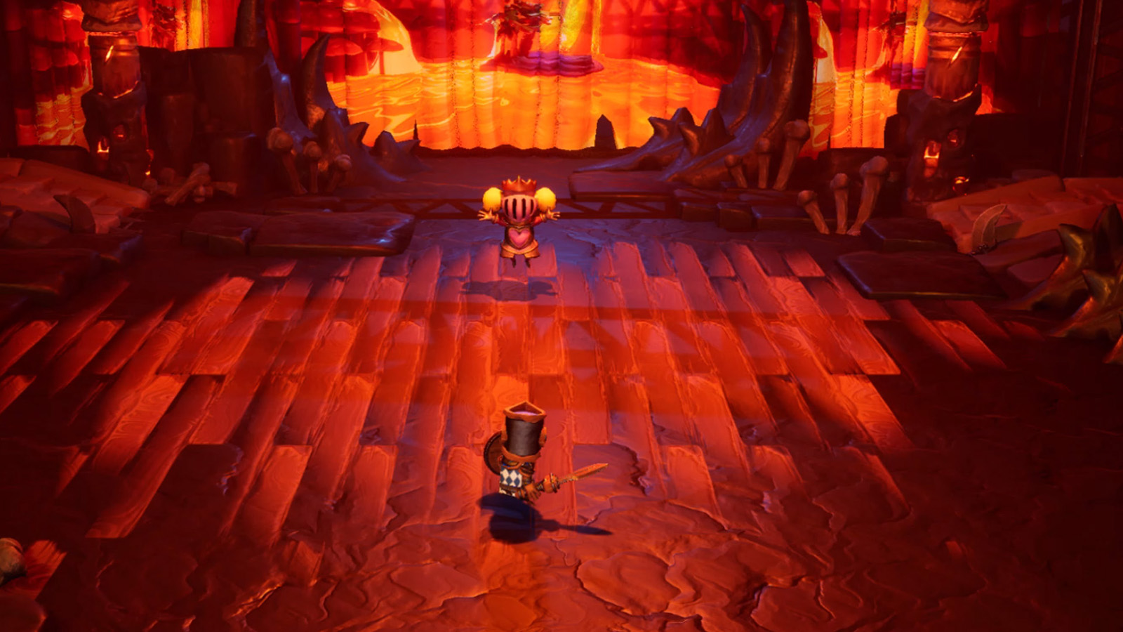 A screenshot of Big Helmet Heroes showing a knight about to fight an enemy.