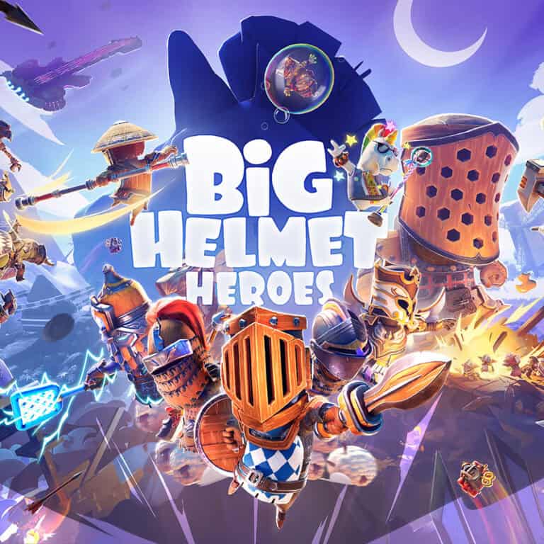 The official artwork for Big Helmet Heroes, showing some of the knights you'll be able to play as.