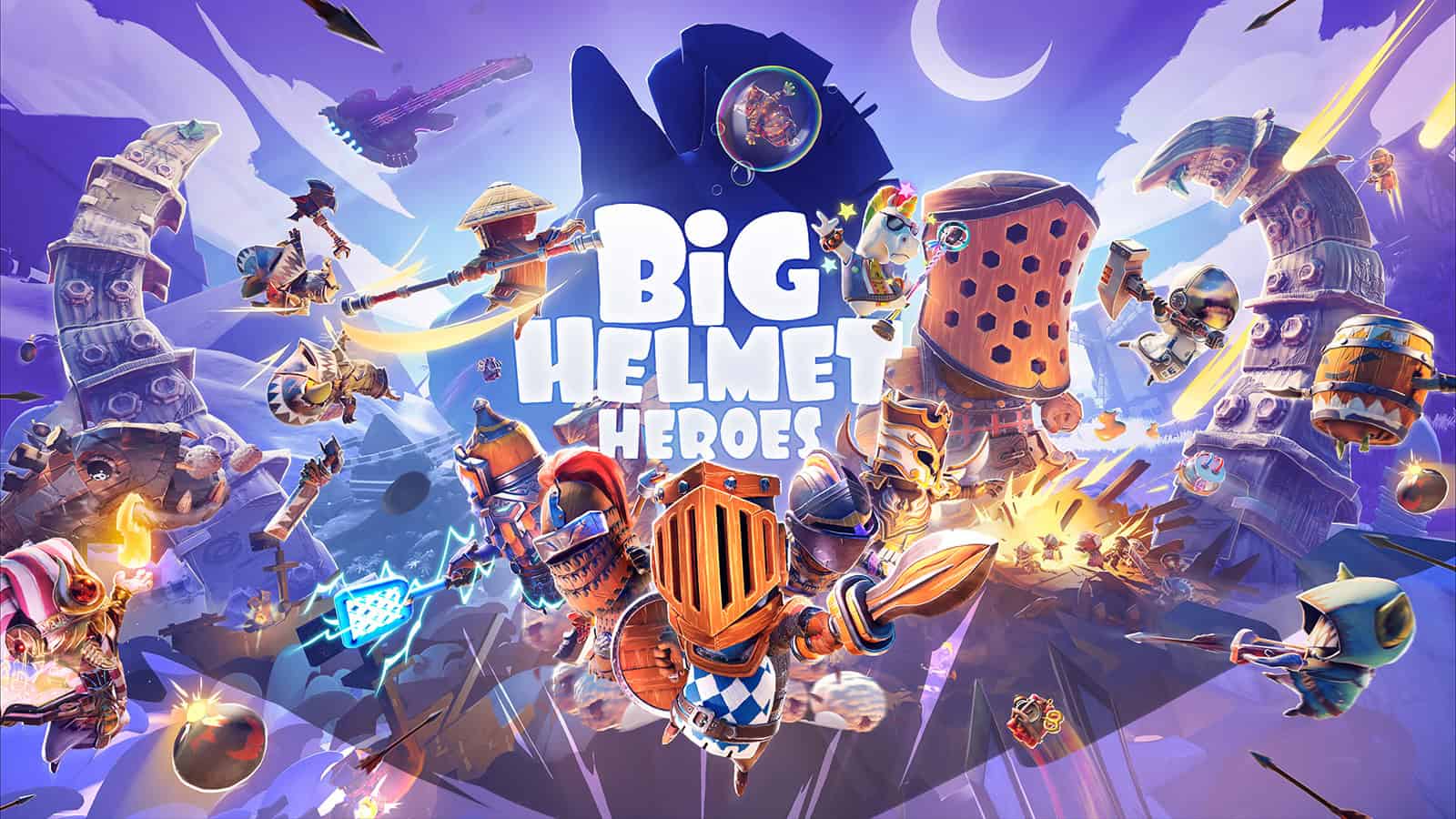 The official artwork for Big Helmet Heroes, showing some of the knights you'll be able to play as.