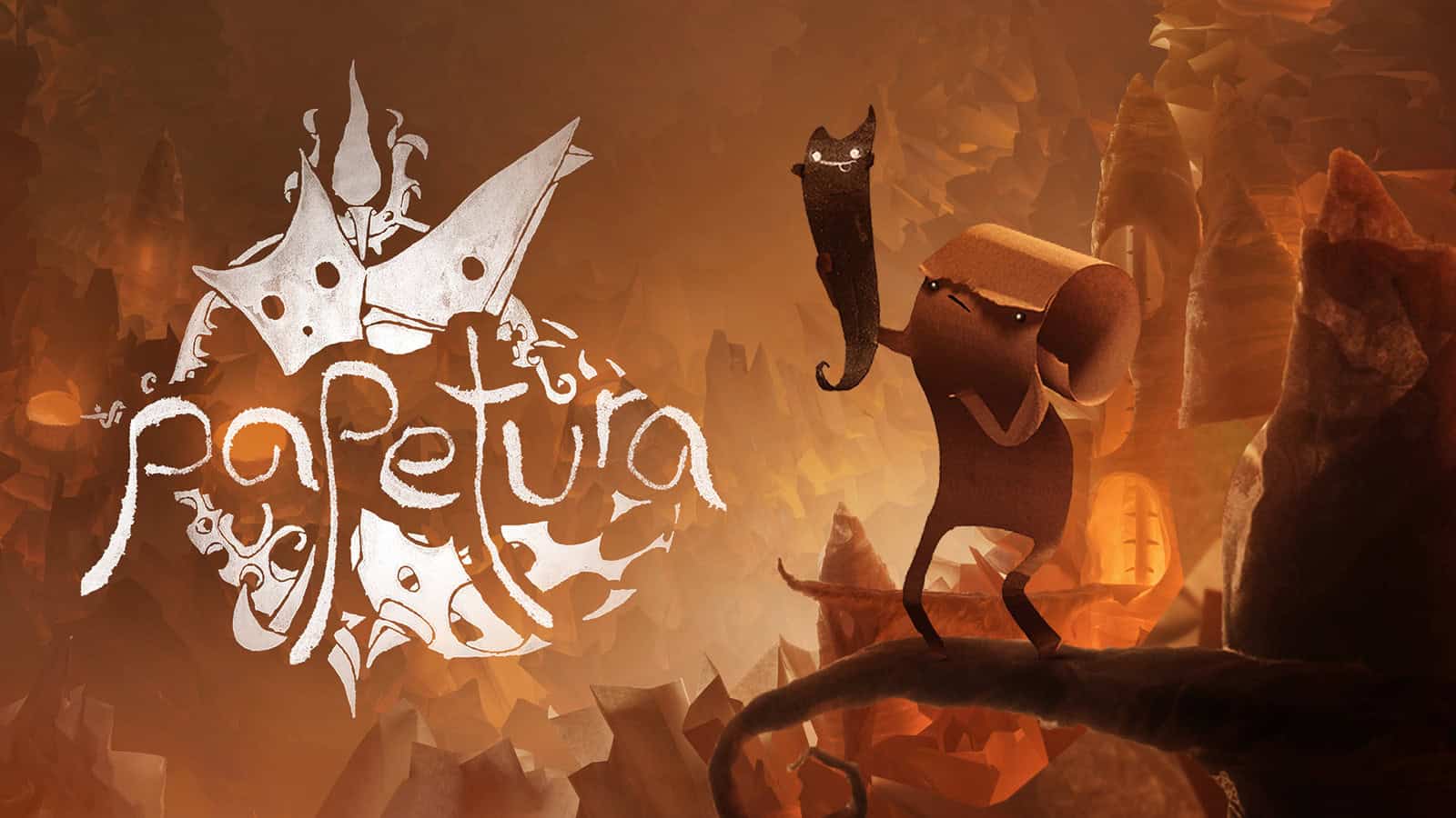 The official artwork for Papetura, showing the game's two main characters in their paper world.