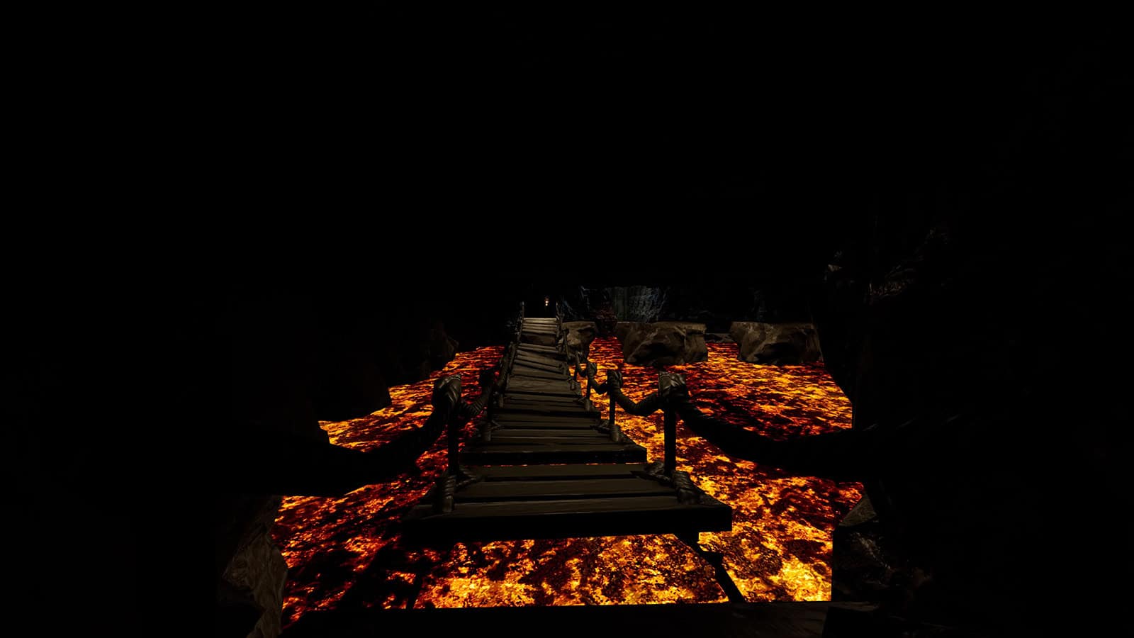 A screenshot of horror game Blood Hunting showing a bride over lava.