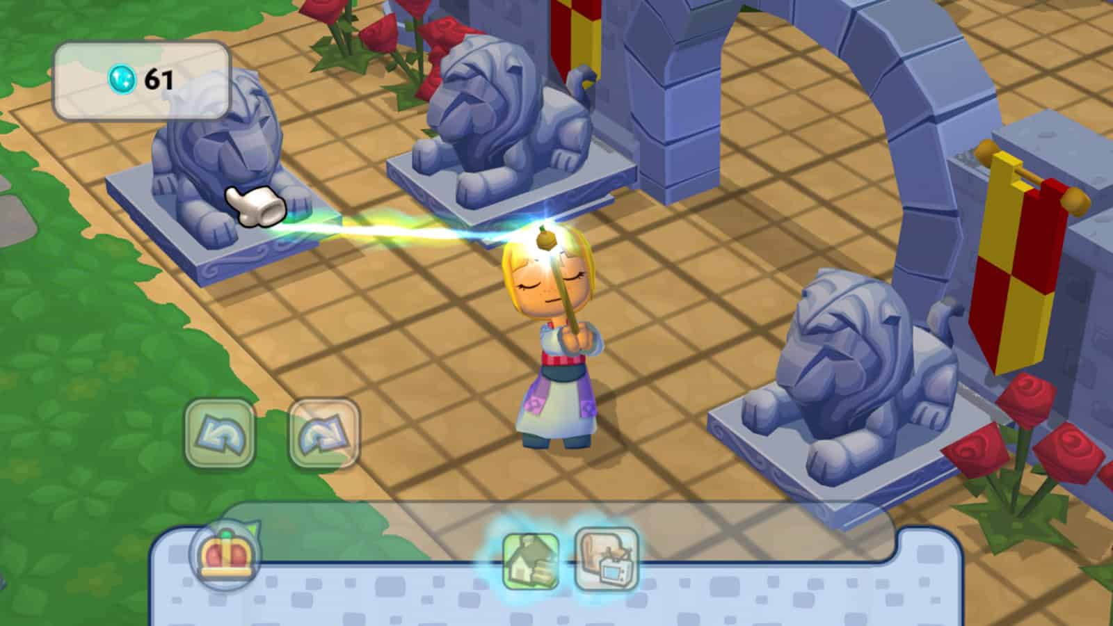 An official screenshot from MySims Kingdom, showing the player character touring the kingdom