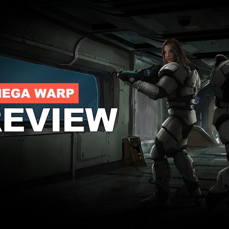 The official artwork for Omega Warp showing the game's two playable characters, Lana and Stean
