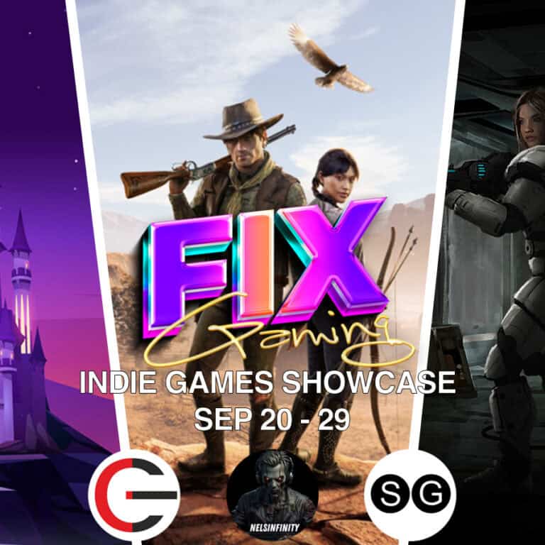 The banner for Fix Gaming Channel's Indie Game Showcase, featuring SimpleGamer.
