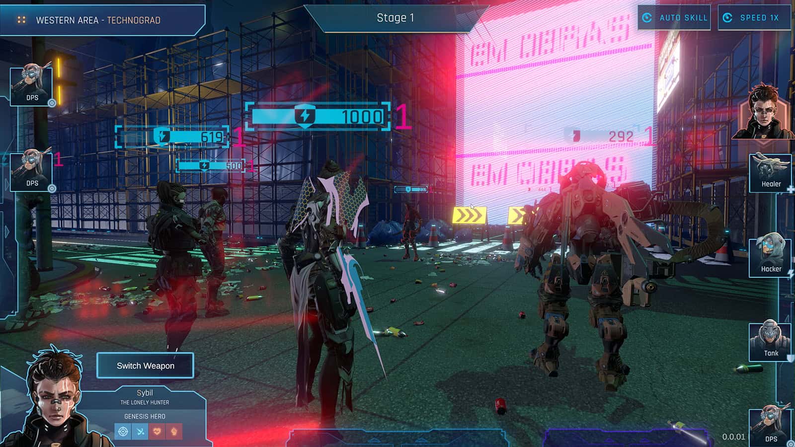 A screenshot of Neural Dominion that shows the turn-based combat.