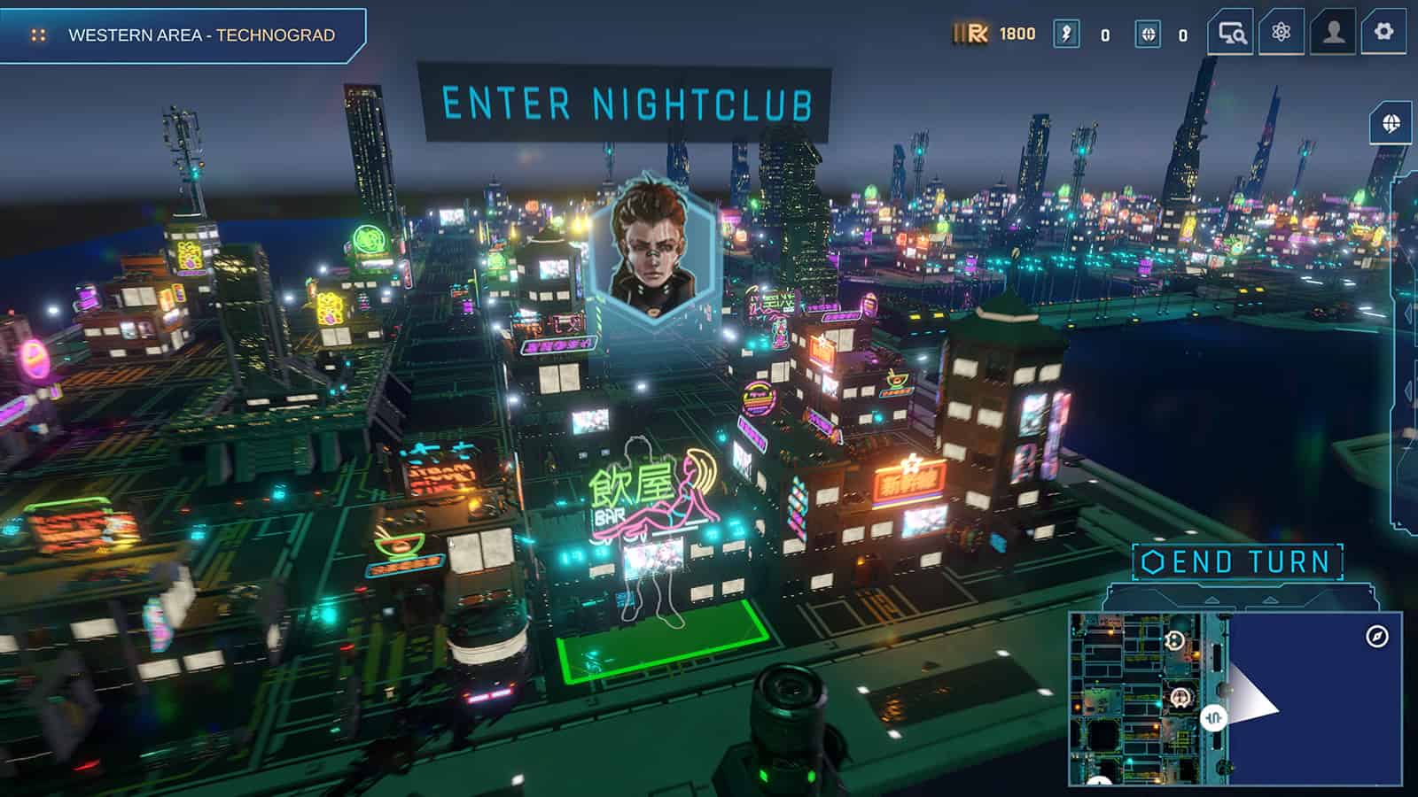 A screenshot of Neural Dominion showing how you can enter some of the game's constructible buildings.