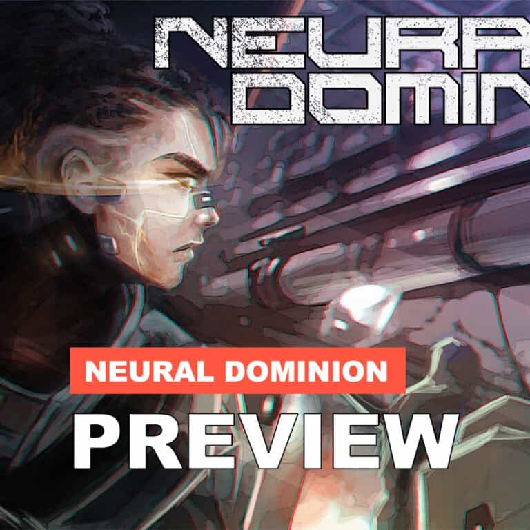 The official artwork for Neural Dominion, depicting one of the many gang leaders in combat.