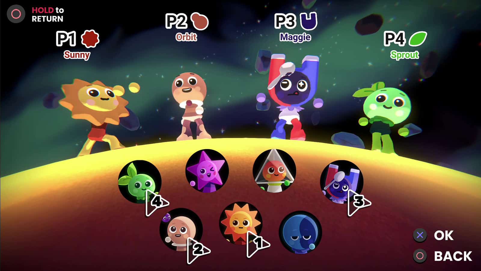 A screenshot of Which Way Up: Galaxy Games, showing one of the many games available to play.