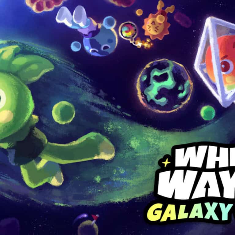 The official artwork for Which Way Up: Galaxy Games showing the Space Sprites competing.