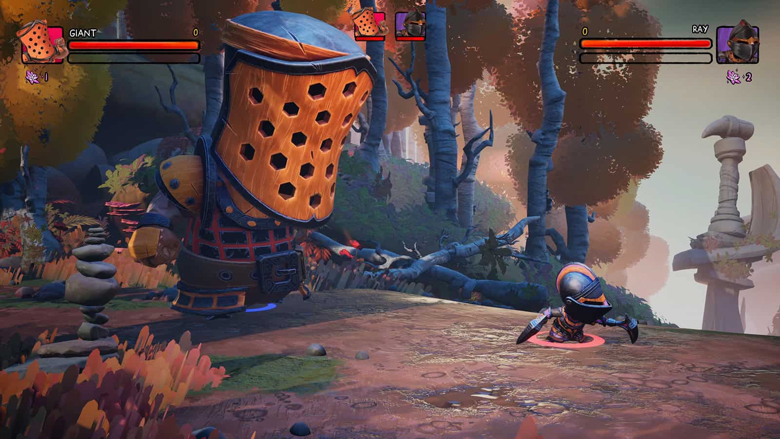 An official screenshot from Big Helmet Heroes, showing one of the bosses you'll have to fight.